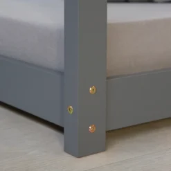 Homestyle4u 1970, Kinderbett Mit Lattenrost Kinderhaus Spielbett Hausbett 160x80 80x160 Cm Grau Holz Kiefer -Kinderbett Geschäft 003da25b6c3d2287f2c34546d8bca6ed 1