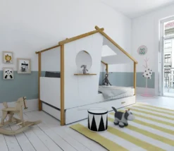 Möbilia Bett Kinderbett In Hausform | B 220 X T 102 X H 159 Cm | Weiß / Natur | 12020012 | Serie BETT -Kinderbett Geschäft 00e5eecddf38587d7a8894adfd7c90f1