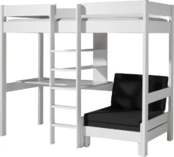 Vipack Hochbett Pino Mit Schreibplatte Und Sesselbett - Kiefer Massiv Weiß Lackiert, Maße: 208 Cm X 175 Cm X 206 Cm; PIOLZB14 -Kinderbett Geschäft 0193524d462f139630b720727970317b