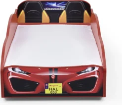 Relita Autobett RALLYCAR Rot Spanplatte Beklebt 80/160 Inkl. Rolllattenrost Und Matratze