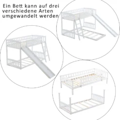 Merax Etagenbetten 90x200cm/90x200cm Hochbett Für 2 Kinder, Doppel Stockbett Teilbar Zu 2 Einzelbetten, Kinderbett Mit Rutsche Und Lattenrost, Weiß -Kinderbett Geschäft 037f55e98ffbda278f7adf17ec91506e