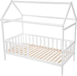 Kinderbett Hausbett Set 160×80 Mit Rausfallschutz Und Matratze Weiß Einzelbett -Kinderbett Geschäft 0404daa547743577753c5040a5b7ae4c