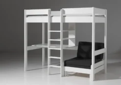 Vipack Hochbett Pino Mit Schreibplatte Und Sesselbett - Kiefer Massiv Weiß Lackiert, Maße: 208 Cm X 175 Cm X 206 Cm; PIOLZB14 -Kinderbett Geschäft 0435deb87f32f8eb168682e0cda7764b