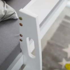 Homestyle4u 1845, Hochbett Spielbett Kinderbett Leiter 90x200 Massiv Jugendbett Weiß Grau -Kinderbett Geschäft 0465840fb416937e609341808b93b9ea