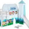 Hochbett JELLE 3054 Weiß Mit Turm, Rutsche & Vorhang Paw Patrol Blau Rutschbett 200x90 Cm -Kinderbett Geschäft 0504589184623f1f0179734e8042ec76