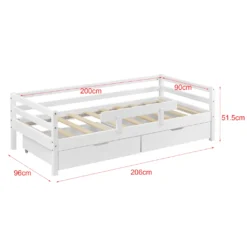 Kinderbett Mit 2 Bettkasten 200x90cm Jugendbett Mit Stauraum Rausfallschutz Lattenrost Kiefernholz Sperrholz Weiß [en.casa] -Kinderbett Geschäft 061b0034d8342738f5e3d17e4c06e07f
