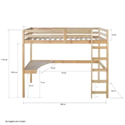 Homestyle4u 1930, Kinder Hochbett Mit Schreibtisch, Kinderbett 90x200 Cm Natur, Holz Kiefer -Kinderbett Geschäft 09242da4e5a3b275d29b282549406801