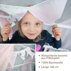 Alcube® Hausbett Deko-Set In Rosa Für Hausbetten Kinderbetten I 3er-Set Baldachin, Wimpelkette Und Lichterkette -Kinderbett Geschäft 098bfa4b87621b0d2b17686430d08f97