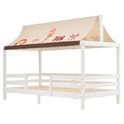 Merax Kinderbett 90x200 Cm Hausbett Mit Rausfallschutz Und Stoffzeltaufsatz, Lattenrost Und Dach, Jugendbett Kinderhaus, Weiß -Kinderbett Geschäft 0a25ce0f8d9cb93e3ec4e0453c552d8f