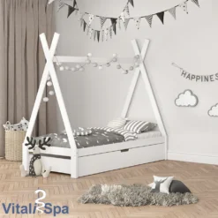 VitaliSpa Kinderbett + Bettschublade Tipi Weiß 208 X 183,5 X 96 Cm Massivholz -Kinderbett Geschäft 0a3bd1d183f707ca873356d43a8e7b51
