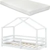 Kinderbett Mit Matratze Und Rausfallschutz 90x200cm Hausbett Mit Kaltschaummatratze Bettenhaus Mit Lattenrost Kiefernholz Einzelbett Weiß [en.casa] -Kinderbett Geschäft 0ad3f761d15ef3dae43daa7e8476ec61