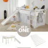 Homestyle4u 2254, Kinder Hochbett 90x200 Cm Mit Lattenrost Rutsche Leiter, Etagenbett Spielbett Weiß Holz Kiefer -Kinderbett Geschäft 0af1ea49ec8fac361a6498013d1ab6fd