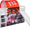Spielbett JELLE 90 X 200 Cm Feuerwehr - Hochbett LILOKIDS - Weiß - Mit Rutsche Und Vorhang -Kinderbett Geschäft 0cb91b435325bbf03adc2784a835354d