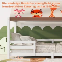 Merax Kinderbett 90x200 Cm Hausbett Mit Rausfallschutz Und Stoffzeltaufsatz, Lattenrost Und Dach, Jugendbett Kinderhaus, Weiß -Kinderbett Geschäft 0d6d73cecc6f32fbb60463a91ed78506