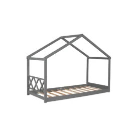 Merax Kinderbett Hausbett 90 X 200cm Etagenbett Mit Aufbewahrungsfunktion, Bettgestell Hausbett Massivholz Kiefer Einzelbett Mit Lattenrost (grau) -Kinderbett Geschäft 0df9250a6dc82dd06f5c1d0b81b15f9c