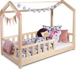 Alije Kieferholz Hausbett, 140x200 Cm, Mit Rausfallschutz, Kinderbett, Mit Lattenrost, Massiv Und Solide -Kinderbett Geschäft 0e72a0930cdbcfda004cdd4d8c9b2a69