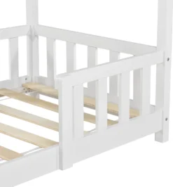 Kinderbett Sisimiut 70x140 Cm Hausbett Mit Rausfallschutz Bettenhaus Mit Lattenrost Kiefernholz Weiß -Kinderbett Geschäft 0fd56d96e433de0b36ec5ceb24397943