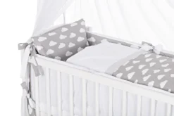Beistellbett Komplett Set 90 × 40 Weiß Wolken Grau Höhenverstellbar -Kinderbett Geschäft 0ffcdfc9e83e9b12d310d8ae103397b8
