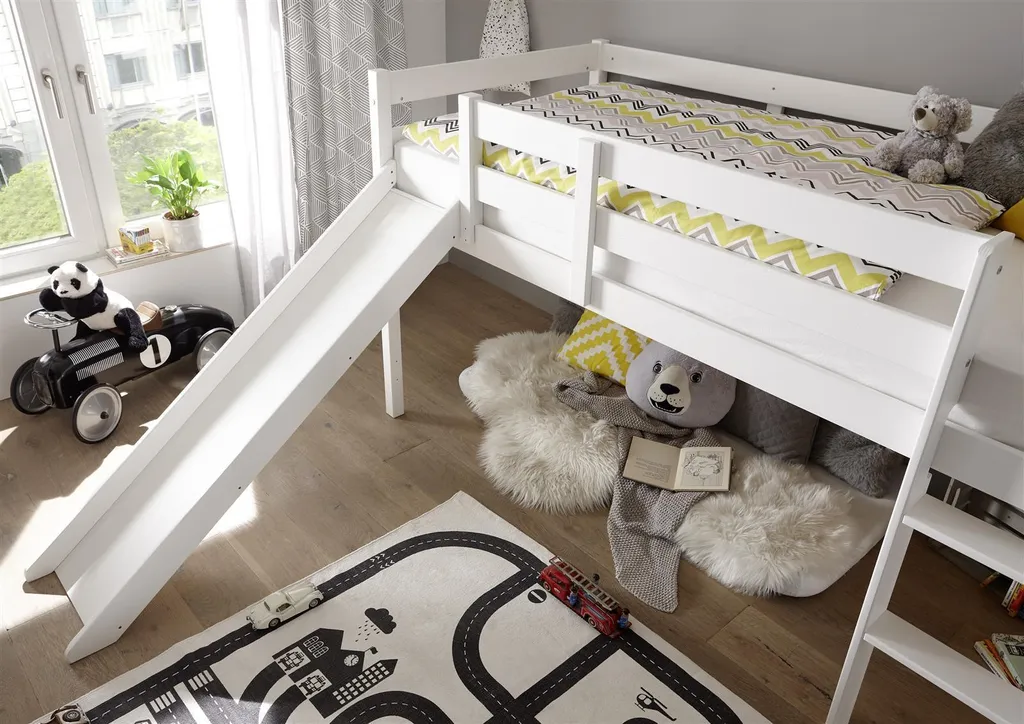 Rutsche Zu Jugendbett Bett Kinder Kinderbett "Keni I" Weiß 4 Rutsche Zu Jugendbett Bett Kinder Kinderbett "Keni I" Weiß – Bild 2