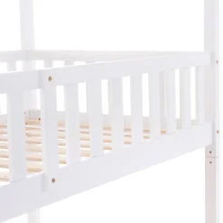 Merax Kinderbett 90x200cm Etagenbett Hochbetten Mit Leiter, Rausfallschutz Und Dachform, Ausziehbett Drei Einzelbetten Hoch Doppel Stockbett Für Kinderzimmer, Kiefernholz Rahmen, Weiß -Kinderbett Geschäft 13ae06e10c9da10df1f06c891aaa205c