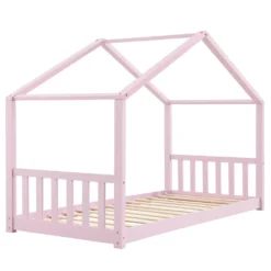 Juskys Kinderbett Paulina 90 X 200 Cm Mit Lattenrost Und Dach - Bett Für Kinder Aus Massivem Holz - Hausbett In Rose -Kinderbett Geschäft 1448ed7ee6439580ce50fb06bd10b5d7