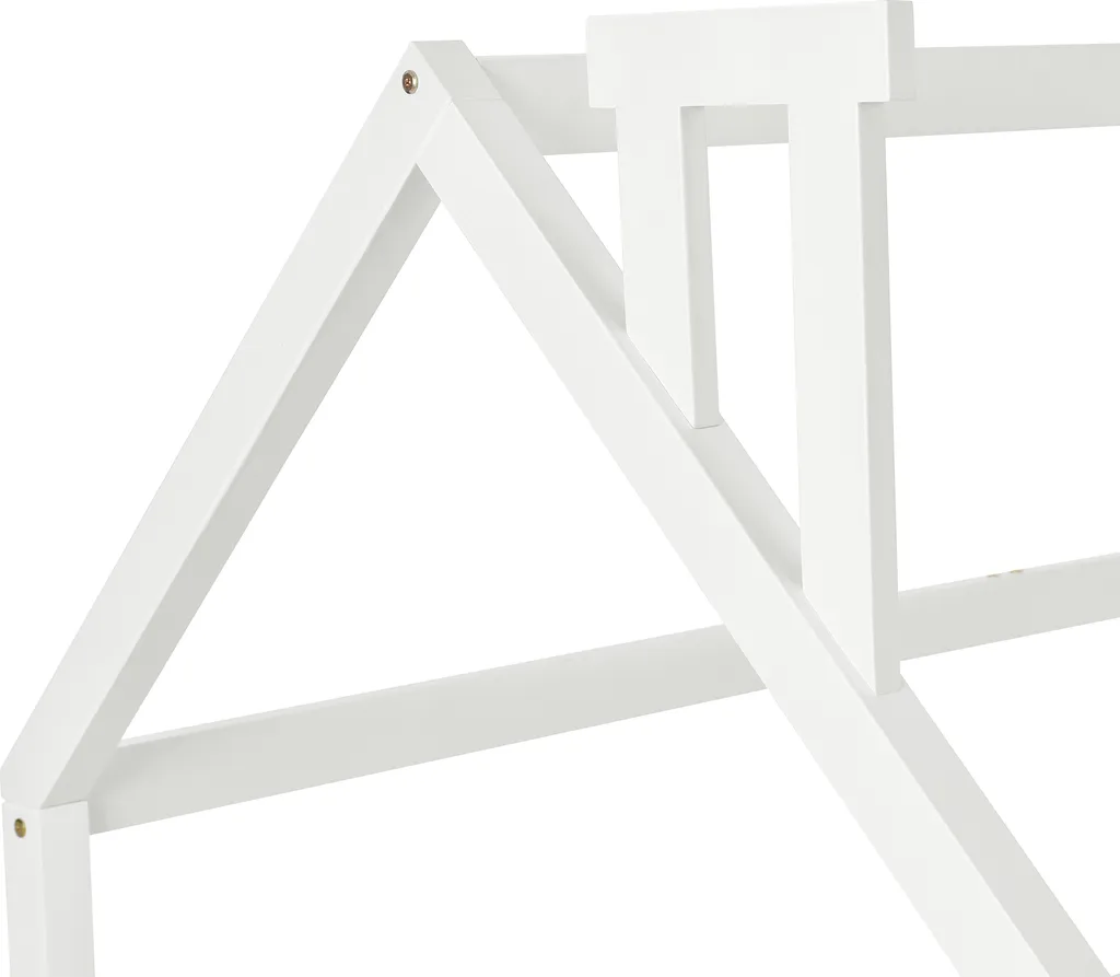 Merax Kinderbett 90x200 Cm Hausbett Mit Zaun Und Schornstein, Robuste Lattenroste Aus Kiefernholz, Kinderhaus Spielbett Für Die Kinder, Weiß 5 Merax Kinderbett 90x200 Cm Hausbett Mit Zaun Und Schornstein, Robuste Lattenroste Aus Kiefernholz, Kinderhaus Spielbett Für Die Kinder, Weiß – Bild 3