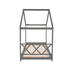 Merax Kinderbett Hausbett 90 X 200cm Etagenbett Mit Aufbewahrungsfunktion, Bettgestell Hausbett Massivholz Kiefer Einzelbett Mit Lattenrost (grau) -Kinderbett Geschäft 189395168a981e9e672fd9dd851bb631