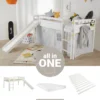 Homestyle4u 2255, Kinder Hochbett Mit Lattenrost Matratze Rutsche Leiter 90x200 Massiv Spielbett Jugendbett Etagenbett