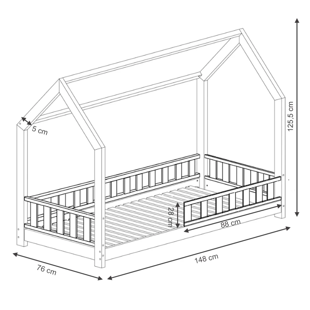 VitaliSpa Kinderbett Wiki Weiß 148 X 125,5 X 76 Cm Massivholz 5 VitaliSpa Kinderbett Wiki Weiß 148 X 125,5 X 76 Cm Massivholz – Bild 3