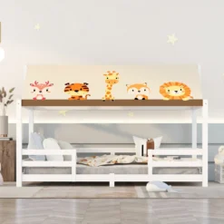 Merax Kinderbett 90x200 Cm Hausbett Mit Rausfallschutz Und Stoffzeltaufsatz, Lattenrost Und Dach, Jugendbett Kinderhaus, Weiß -Kinderbett Geschäft 1dc7671e859dce2dafd621a6358dca11