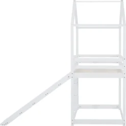 Merax Kinderbett 90x200cm Hochbett Etagenbett Mit Leiter Und Rutsche, Rausfallschutz Und Dachform, 2 Einzelbetten Hoch Doppel Stockbett Für Kinderzimmer, Kiefernholz Rahmen, Weiß -Kinderbett Geschäft 224c40824a5a5409eb38decdb9befad4