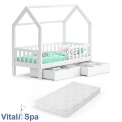 VitaliSpa Kinderbett Hausbett Spielbett Wiki 80x160 Inkl Matratze 2 Schubladen -Kinderbett Geschäft 23845690d0d836702083181dfd3340a1