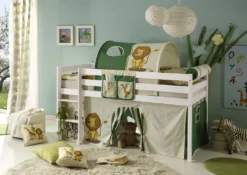 Hochbett Aron 90*200 Cm Kiefer Massiv Weiß Kinderzimmer Spiel Holz Stockbett -Kinderbett Geschäft 23a9b1156accd92427c3bf43e93fa545