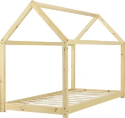 Kinderbett 70x140cm Haus Aus Holz Natur Bettenhaus Für Kinder Hausbett Kinderzimmer Bett Kiefernholz Holzfarben [en.casa] -Kinderbett Geschäft 26f25fa0537978d1208cf699edccc8c8 1