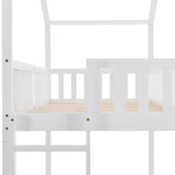 Merax Kinderbett 90x200cm Etagenbett Hochbetten Mit Leiter, Rausfallschutz Und Dachform, Ausziehbett Drei Einzelbetten Hoch Doppel Stockbett Für Kinderzimmer, Kiefernholz Rahmen, Weiß -Kinderbett Geschäft 27faa5d90879fb36abc361e4abaa30d7