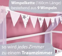 Alcube® Hausbett Deko-Set In Rosa Für Hausbetten Kinderbetten I 3er-Set Baldachin, Wimpelkette Und Lichterkette -Kinderbett Geschäft 280ac5819a2fc31c871172eb89453975
