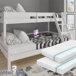 VITALISPA Kinderbett EVEREST Etagenbett Weiß Inkl. Matratzen Hochbett Spielbett Massiv Stockbett -Kinderbett Geschäft 2877ad16473a45e213b12624f295c8d8