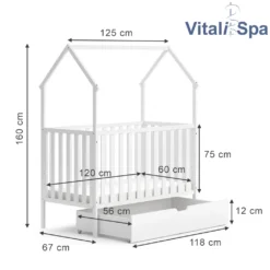 VitaliSpa Babybett Lizy + Schublade Weiß 120x60 Cm Massivholz -Kinderbett Geschäft 29f66aec2a38a99d0c02d690c8860d6e