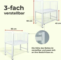 Beistellbett Komplett Set 90 × 40 Weiß Wolken Grau Höhenverstellbar -Kinderbett Geschäft 2bb467a4b7bb31443b24f7bdafa6cf81