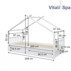 VitaliSpa Kinderbett + Schubladen Design Weiß 208 X 146 X 97 Cm Massivholz -Kinderbett Geschäft 2bdf40f06ac4b9c314171d2fbff65843