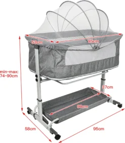 WYCTIN Beistellbett Mit Matratze Babybett Babywiege Reisebett Faltbar Stubenwagen Höhenverstellbar Mit Rollen Moskitonetz -Kinderbett Geschäft 2c1422f54310903e17cbf542134aa238
