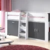Hochbett Kombination Funky IV Mit Schreibtisch Und Kommode 90x200cm Weiß - Dunkelgrau -Kinderbett Geschäft 2d21f499ac467856b459da45f6fbc141