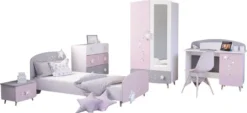 Kinderbett Sternschnuppe 90*200 Cm Rosa Weiß Grau Mädchen Prinzessin Kinderzimmer Holz Liege Einzel Gestell Jugendbett -Kinderbett Geschäft 2ff8580473a241de63457889a1b3f77b