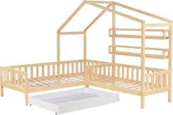 Merax Kinderbett 90x200cm/140x70cm Hausbett Mit Schubladen Und Regalen, Zaun Und Lattenrost, Spielbett Kinderhaus Aus Kiefernholz Für Zwei Kinder, Natur 25 Merax Kinderbett 90x200cm/140x70cm Hausbett Mit Schubladen Und Regalen, Zaun Und Lattenrost, Spielbett Kinderhaus Aus Kiefernholz Für Zwei Kinder, Natur -Kinderbett Geschäft 311283d2c1b5ca0d21766c9a6fa47e4a