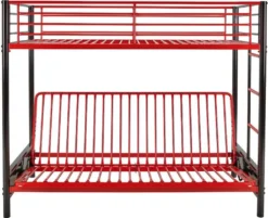 Hochbett Mit Schlafsofa - 90 X 190 Cm - Metall - Rot & Schwarz - MODULO V 9 Hochbett Mit Schlafsofa - 90 X 190 Cm - Metall - Rot & Schwarz - MODULO V -Kinderbett Geschäft 347960e8e3f3621895663377da99b8f2