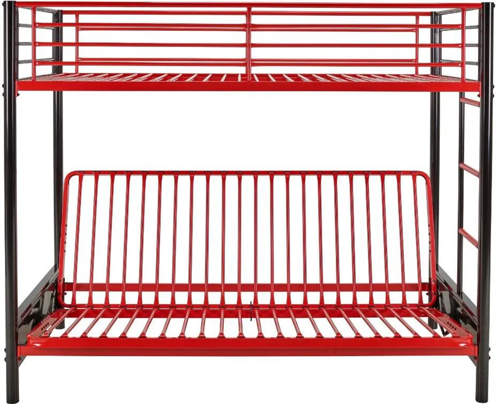 Hochbett Mit Schlafsofa - 90 X 190 Cm - Metall - Rot & Schwarz - MODULO V 6 Hochbett Mit Schlafsofa - 90 X 190 Cm - Metall - Rot & Schwarz - MODULO V – Bild 4