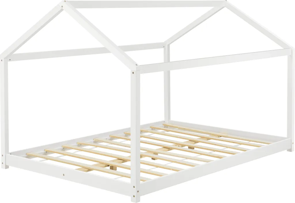 Kinderbett ’Cerro’ 140x200cm Hausbett Bettenhaus Spielbett Kiefernholz Weiß 5 Kinderbett ’Cerro’ 140x200cm Hausbett Bettenhaus Spielbett Kiefernholz Weiß – Bild 3