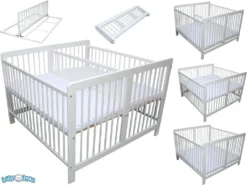 Zwillingsbett Kinderbett Für Zwillinge 2in1 Massiv Weiss Mit 2 Matratzen 120x120cm Und Trenngitter -Kinderbett Geschäft 361175d11399989500c12cfa88314822