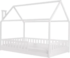 Hausbett »Kinderbett ROSI PLUS 120x200 Grau Kiefer« (Einzelbett Mit Lattenrost Und Abnehmbarem Rausfallschutz) -Kinderbett Geschäft 3740cac730c276e2c38073b749bc3c7d