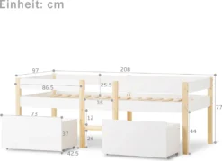 Merax Kinderbett 90x200cm Kinderhaus Hausbett Mit Rausfallschutz, Lattenrost & 2 Schubladen In Kiefer, Mädchen Jungen Bett, Weiß -Kinderbett Geschäft 37cbbef15c03d6d1c28eb3f0fd671aa3